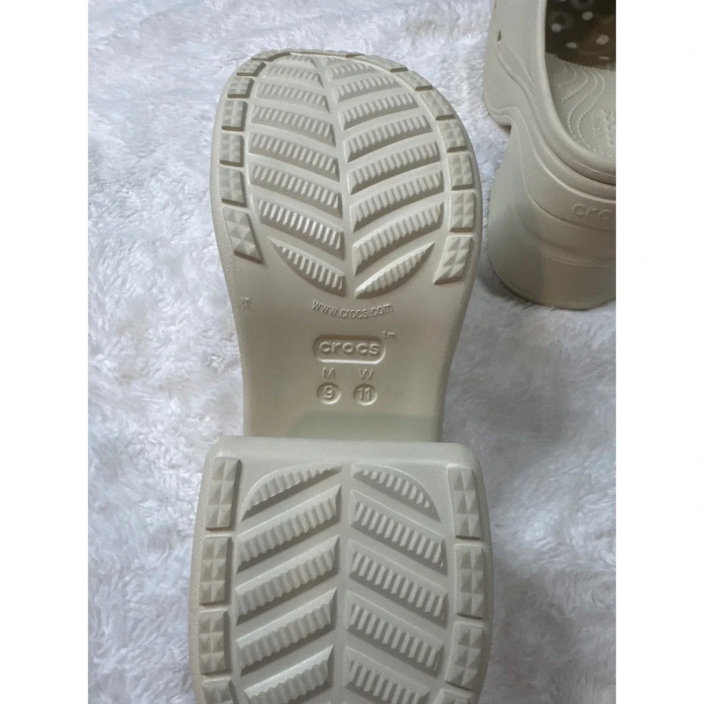 Crocs Siren Clogs Men 9 Cream New Platform High Heel Bone Off White